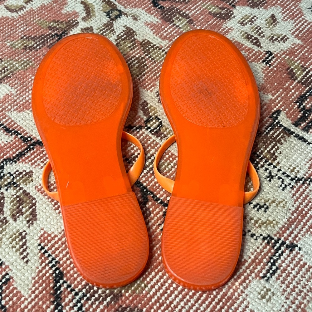 Tory Burch Bright Orange Double-Strap Slide Jelly Sandals - Picture 6 of 6